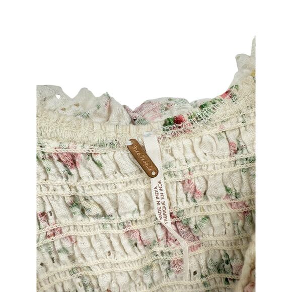 Free People Favorite Girl Top Tea Party Combo Floral Boho Ruffle Size Large - Picture 7 of 12